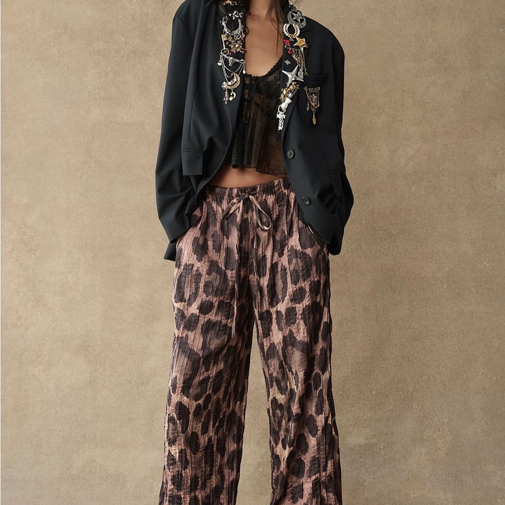 Free People cheetah print satin pants